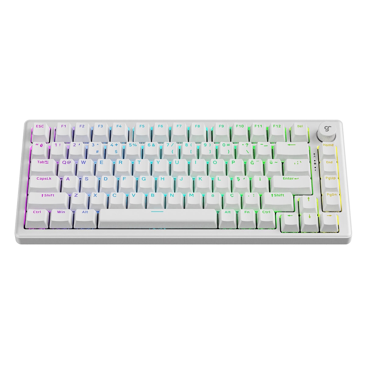 GameRaider K1 HE White Keychron Ultra-Fast Lime Manyetik Switch 8K Hz Türkçe Kablolu Gaming Klavye – 2 Yıl Birebir Değişim Garantili